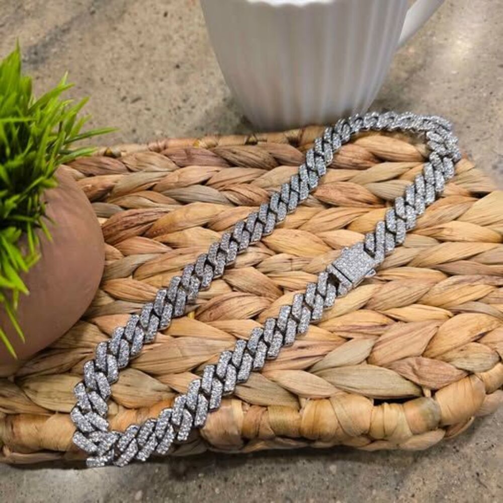 14mm Iced Out Cuban Link Gold Over 18" Chain Necklace